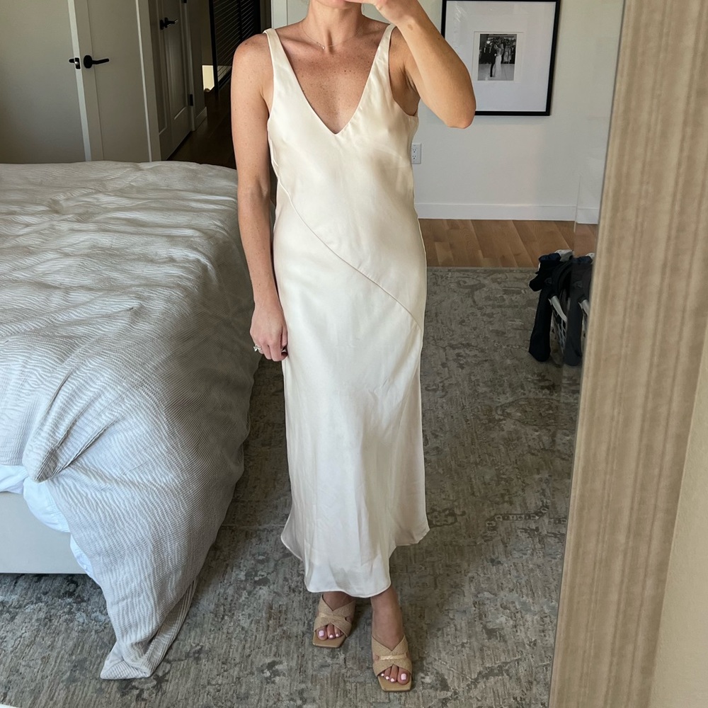 Loulou Satin Dress in Cream 
Line & Dot
Color:Cream Size: Small - Picture 6 of 6